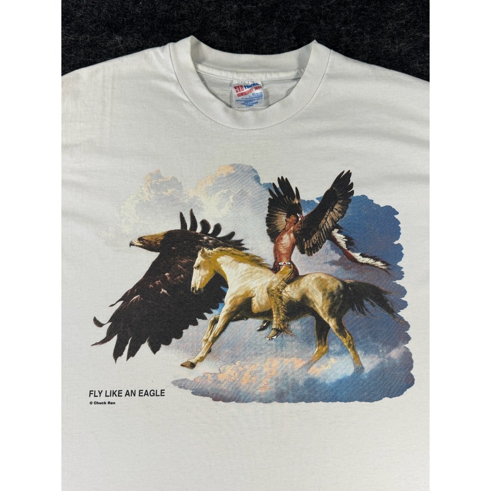 RARE VTG 90s Chuck Ren Fly Like An Eagle XL T-Shirt Single Stitch Made in USA